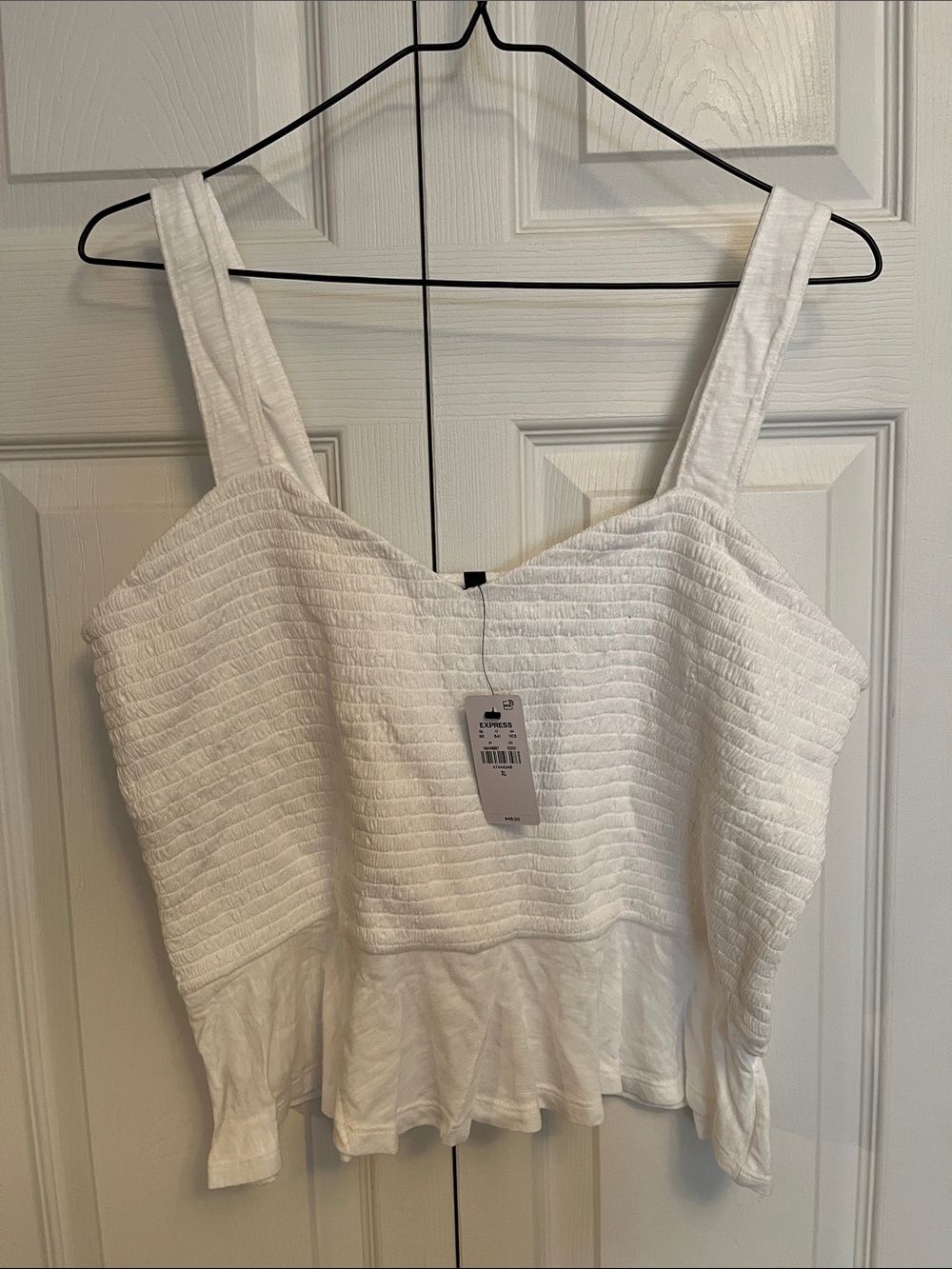 Express White Textured Peplum Cami